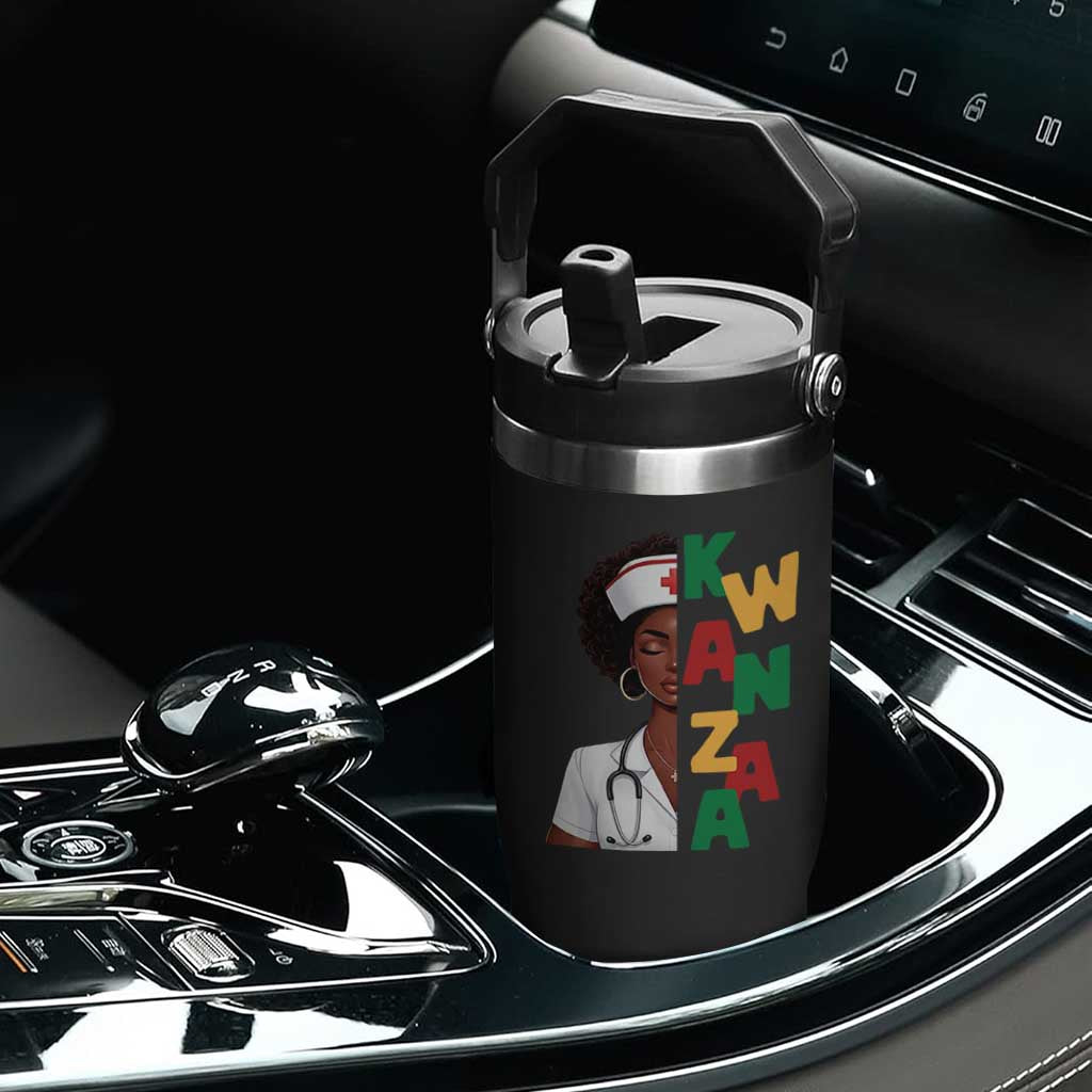 African American Nurse Flip Straw Tumbler Joyful Kwanzaa Celebration Gift - Print Your Wear