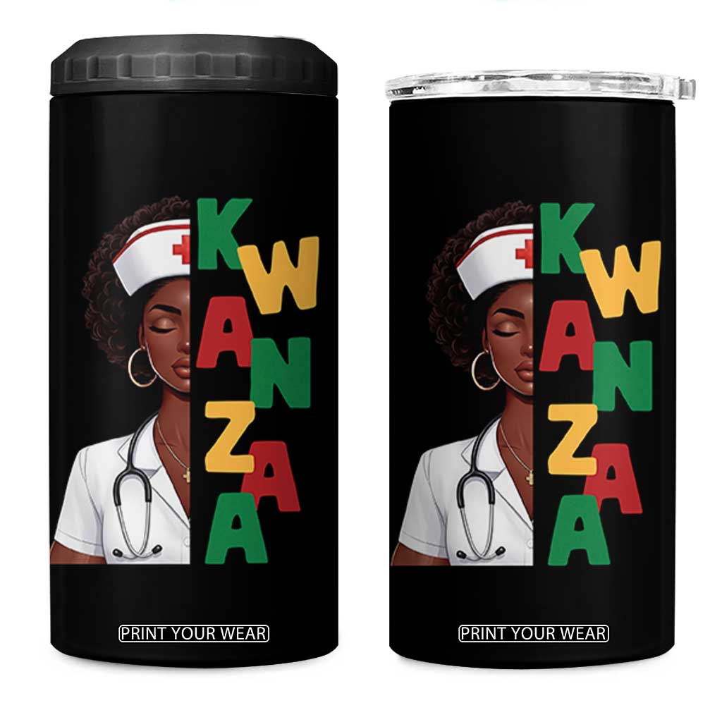 African American Nurse 4 in 1 Can Cooler Tumbler Joyful Kwanzaa Celebration Gift TS12 One Size: 16 oz Black Print Your Wear