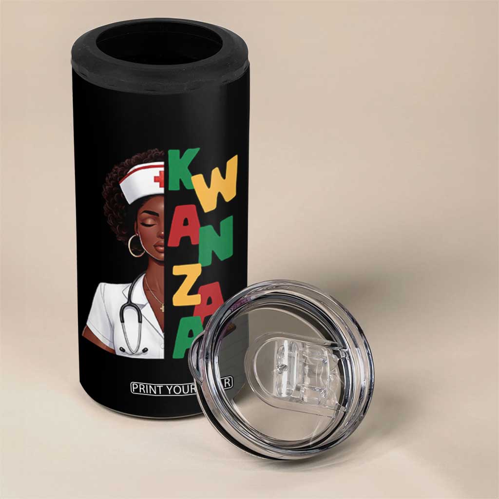 African American Nurse 4 in 1 Can Cooler Tumbler Joyful Kwanzaa Celebration Gift - Print Your Wear