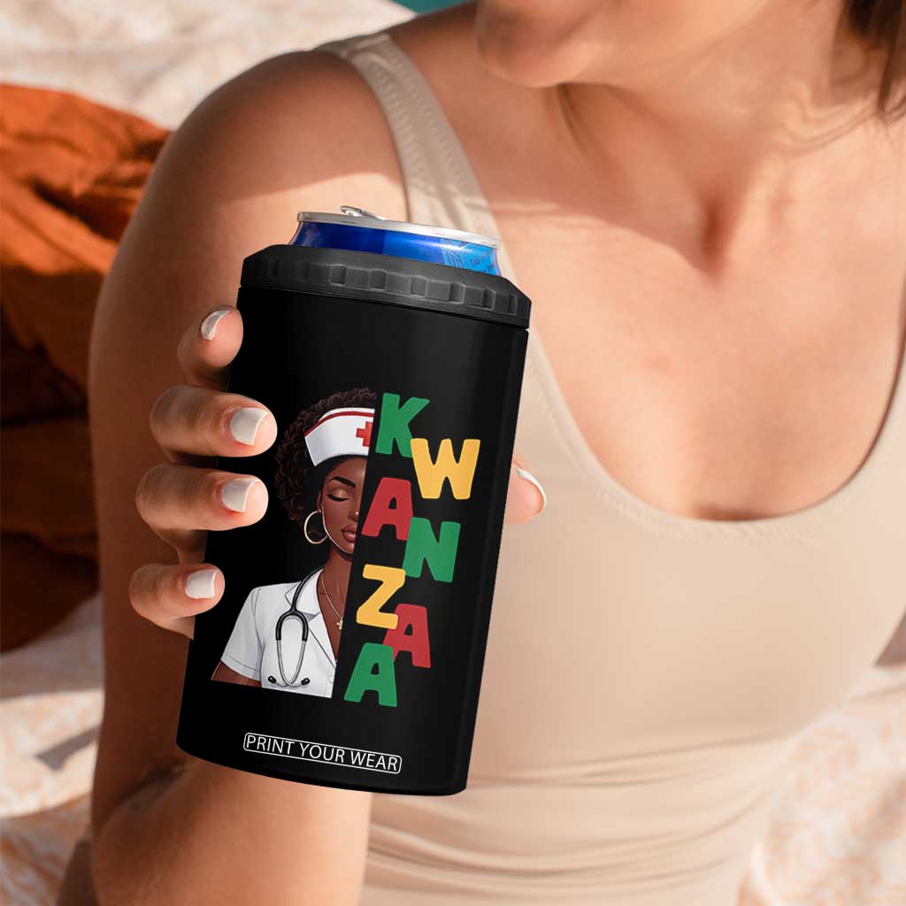 African American Nurse 4 in 1 Can Cooler Tumbler Joyful Kwanzaa Celebration Gift - Print Your Wear