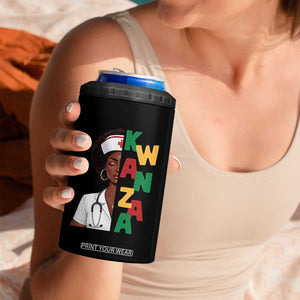 African American Nurse 4 in 1 Can Cooler Tumbler Joyful Kwanzaa Celebration Gift - Print Your Wear