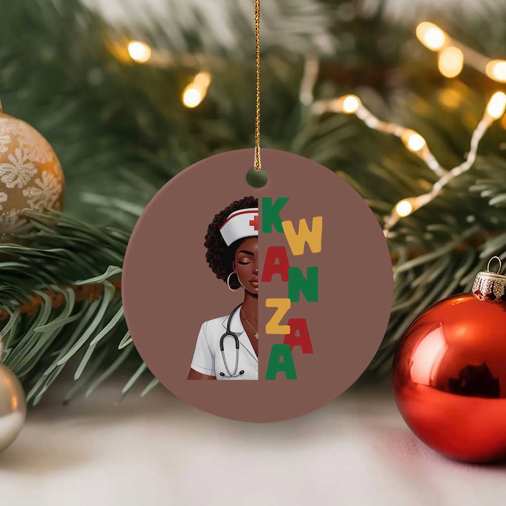 African American Nurse Ceramic Ornament Joyful Kwanzaa Celebration Gift TS12 1pc Mocha Print Your Wear