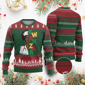 African American Nurse Ugly Christmas Sweater Joyful Kwanzaa Celebration Gift TS12 Red Green Print Your Wear