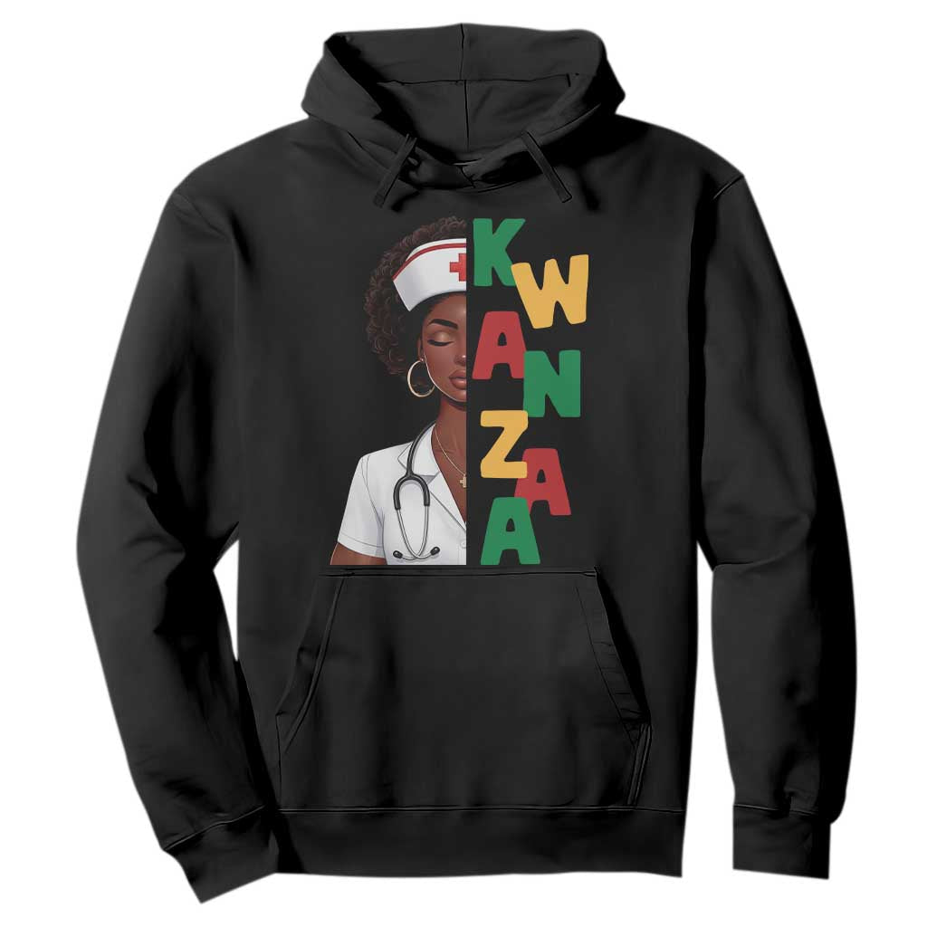 African American Nurse Hoodie Joyful Kwanzaa Celebration Gift TS12 Black Print Your Wear