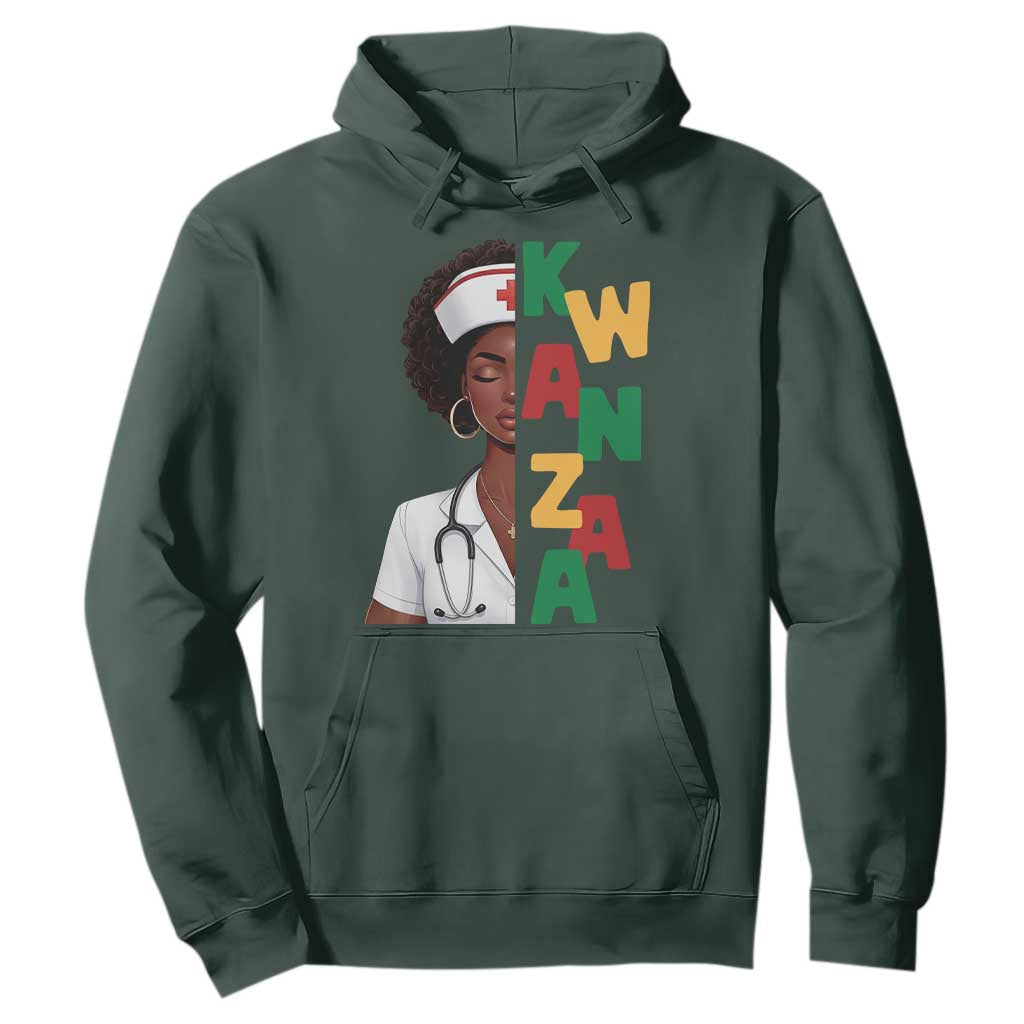 African American Nurse Hoodie Joyful Kwanzaa Celebration Gift TS12 Dark Forest Green Print Your Wear
