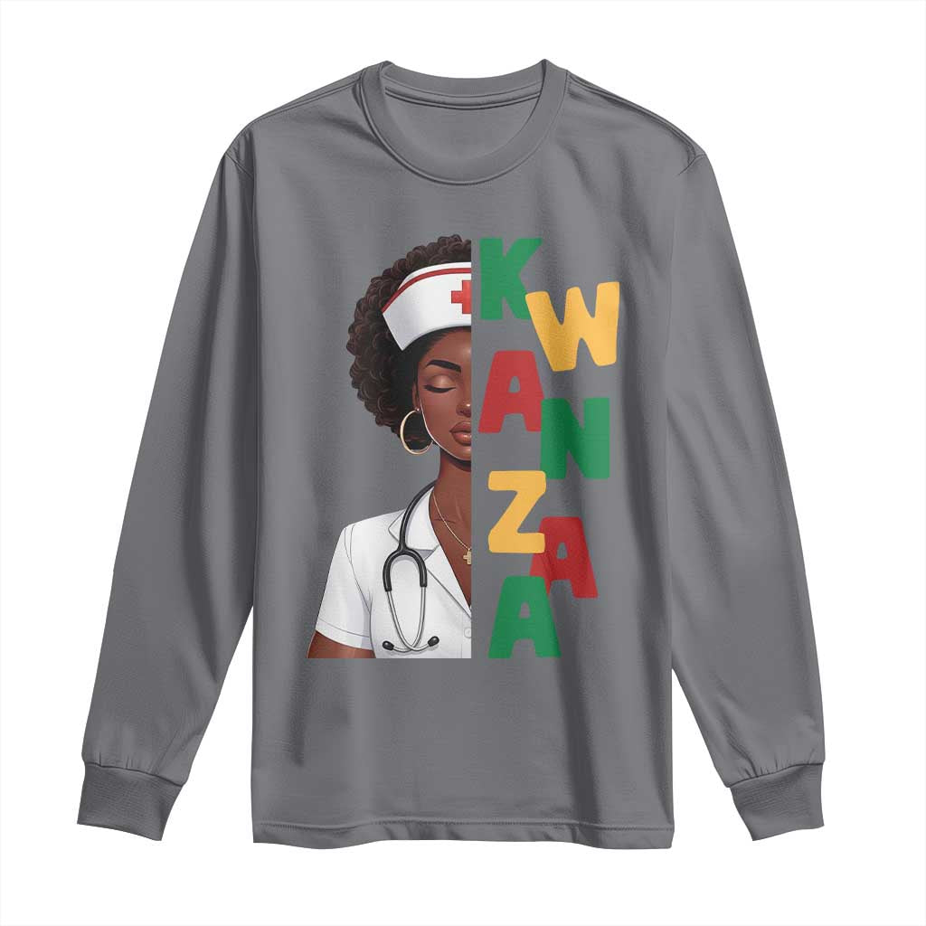 African American Nurse Long Sleeve Shirt Joyful Kwanzaa Celebration Gift TS12 Charcoal Print Your Wear