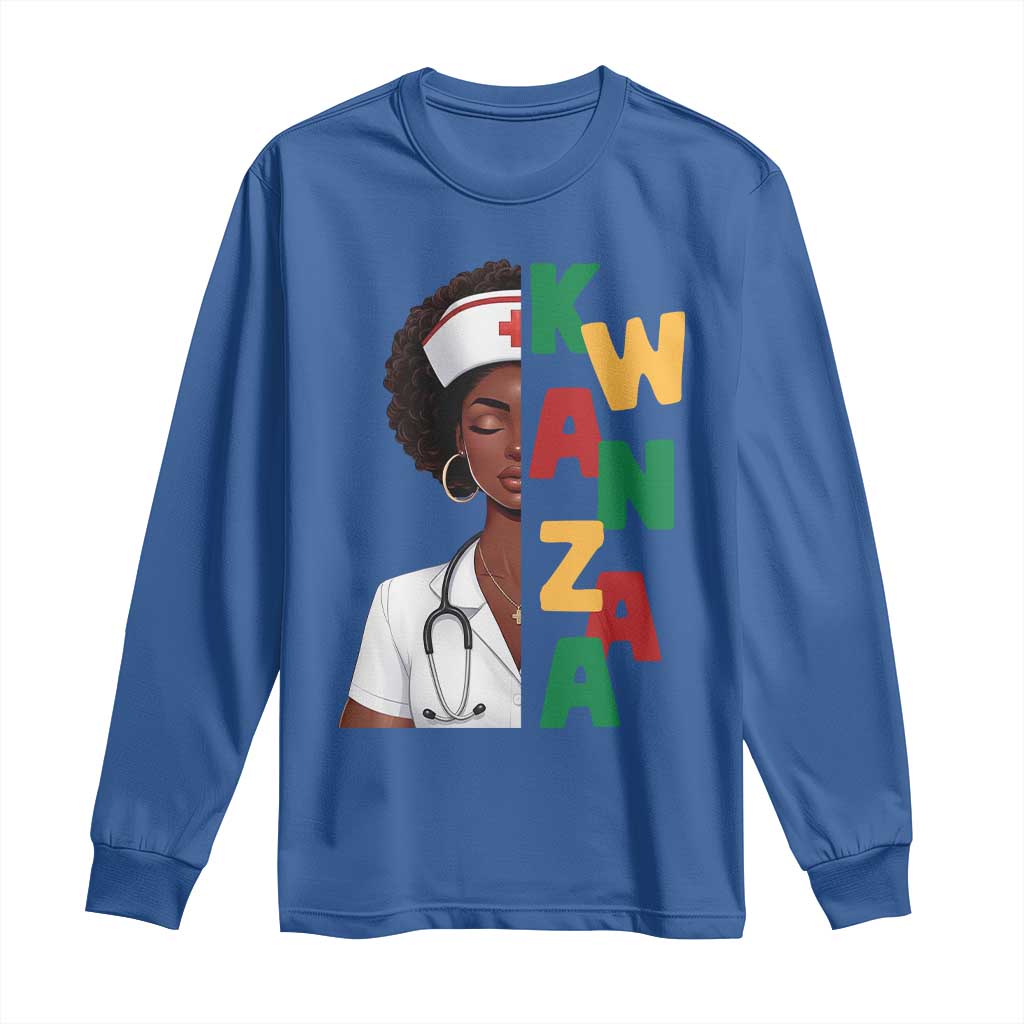 African American Nurse Long Sleeve Shirt Joyful Kwanzaa Celebration Gift TS12 Royal Blue Print Your Wear