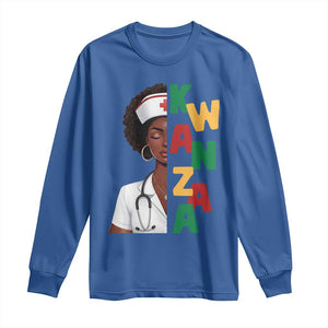 African American Nurse Long Sleeve Shirt Joyful Kwanzaa Celebration Gift TS12 Royal Blue Print Your Wear