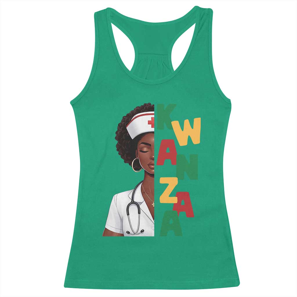 African American Nurse Racerback Tank Top Joyful Kwanzaa Celebration Gift TS12 Irish Green Print Your Wear