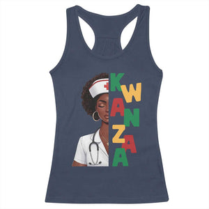 African American Nurse Racerback Tank Top Joyful Kwanzaa Celebration Gift TS12 Navy Print Your Wear