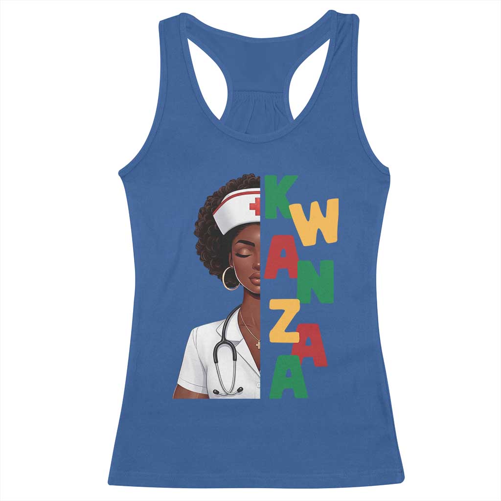 African American Nurse Racerback Tank Top Joyful Kwanzaa Celebration Gift TS12 Royal Blue Print Your Wear