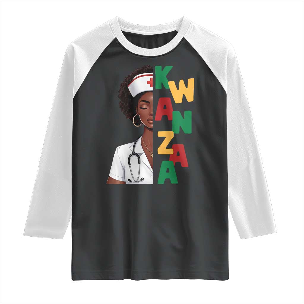 African American Nurse Raglan Shirt Joyful Kwanzaa Celebration Gift - Print Your Wear