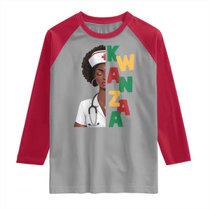 African American Nurse Raglan Shirt Joyful Kwanzaa Celebration Gift TS12 Sport Gray Red Print Your Wear