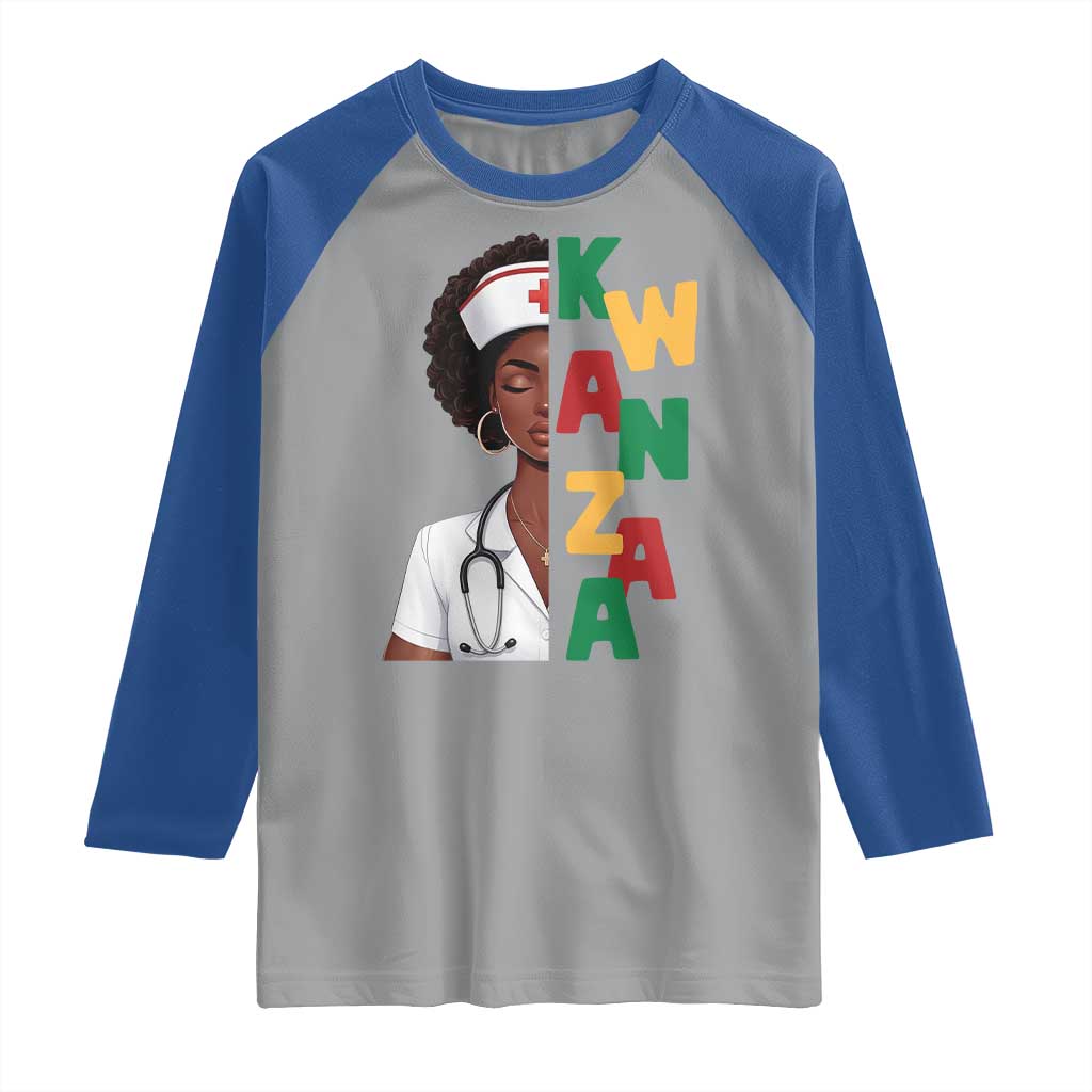 African American Nurse Raglan Shirt Joyful Kwanzaa Celebration Gift - Print Your Wear