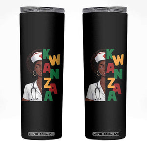 African American Nurse Skinny Tumbler Joyful Kwanzaa Celebration Gift - Print Your Wear