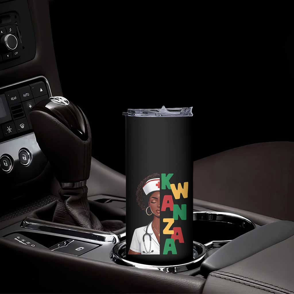 African American Nurse Skinny Tumbler Joyful Kwanzaa Celebration Gift - Print Your Wear