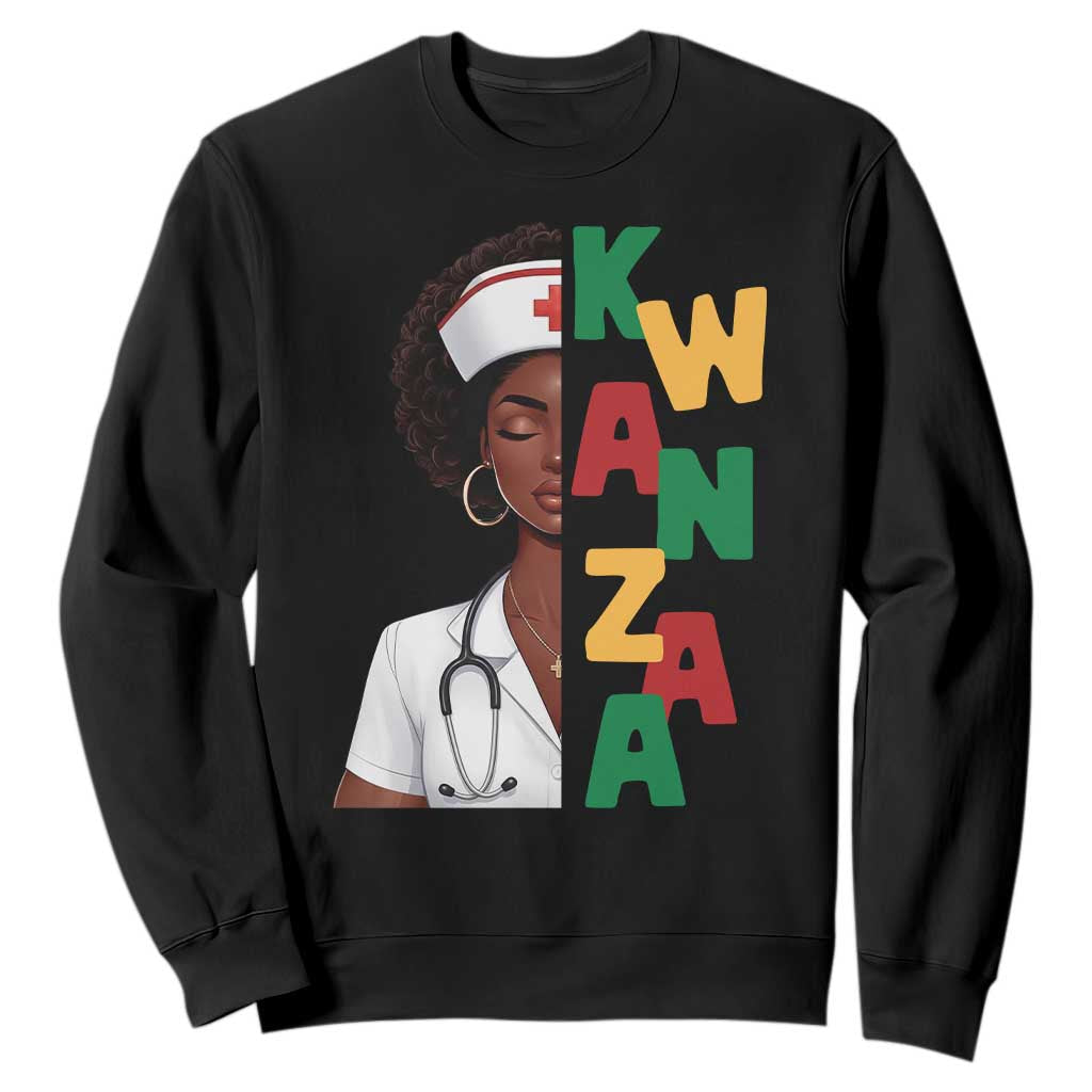 African American Nurse Sweatshirt Joyful Kwanzaa Celebration Gift TS12 Black Print Your Wear