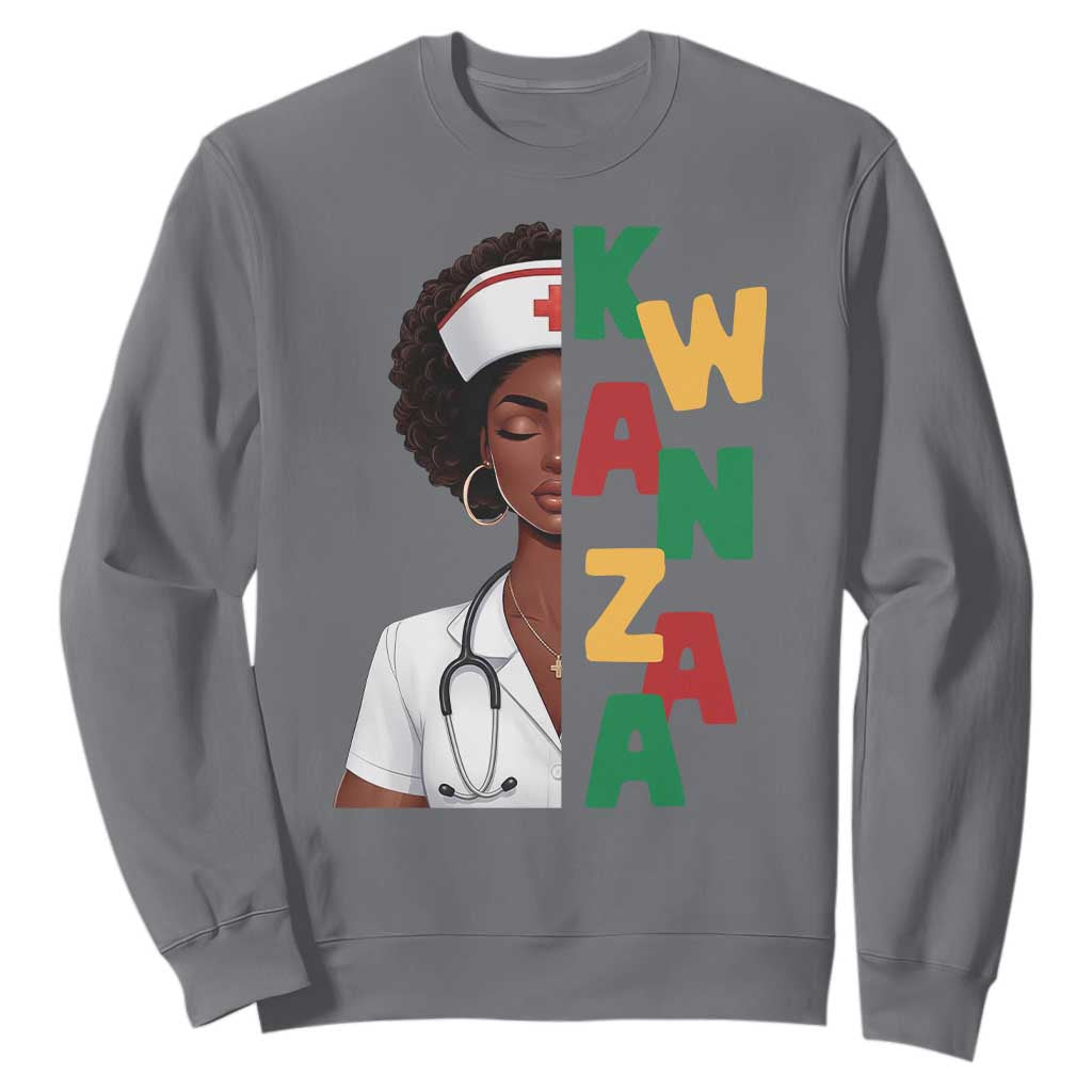 African American Nurse Sweatshirt Joyful Kwanzaa Celebration Gift TS12 Charcoal Print Your Wear