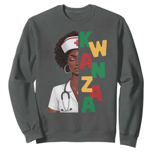 African American Nurse Sweatshirt Joyful Kwanzaa Celebration Gift TS12 Dark Heather Print Your Wear