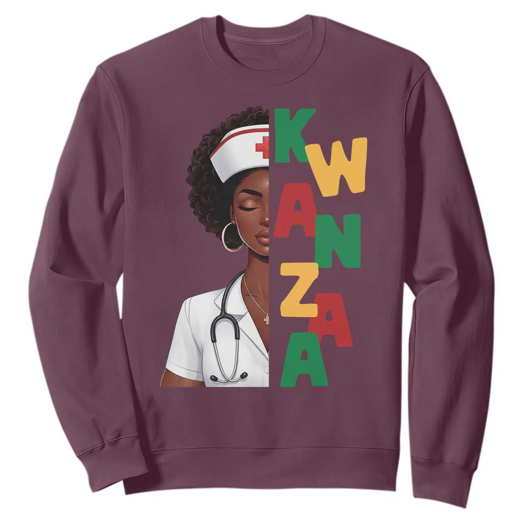 African American Nurse Sweatshirt Joyful Kwanzaa Celebration Gift TS12 Maroon Print Your Wear