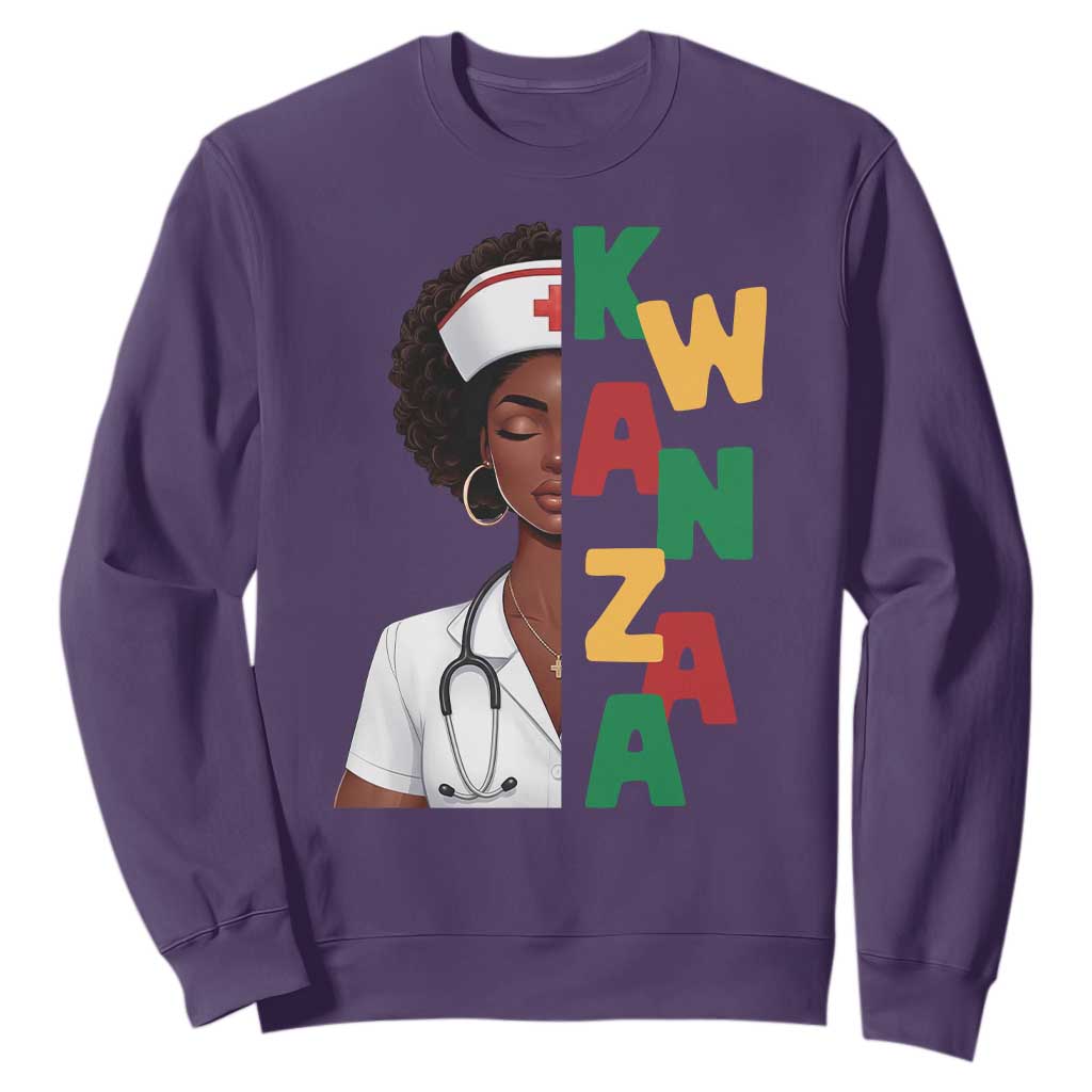African American Nurse Sweatshirt Joyful Kwanzaa Celebration Gift TS12 Purple Print Your Wear