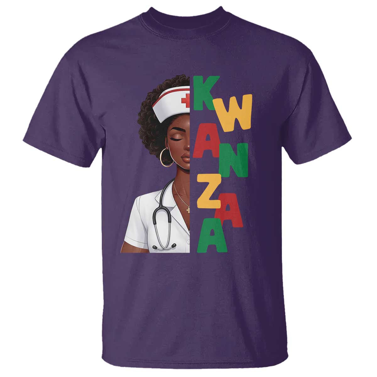 African American Nurse T Shirt Joyful Kwanzaa Celebration Gift TS12 Purple Print Your Wear