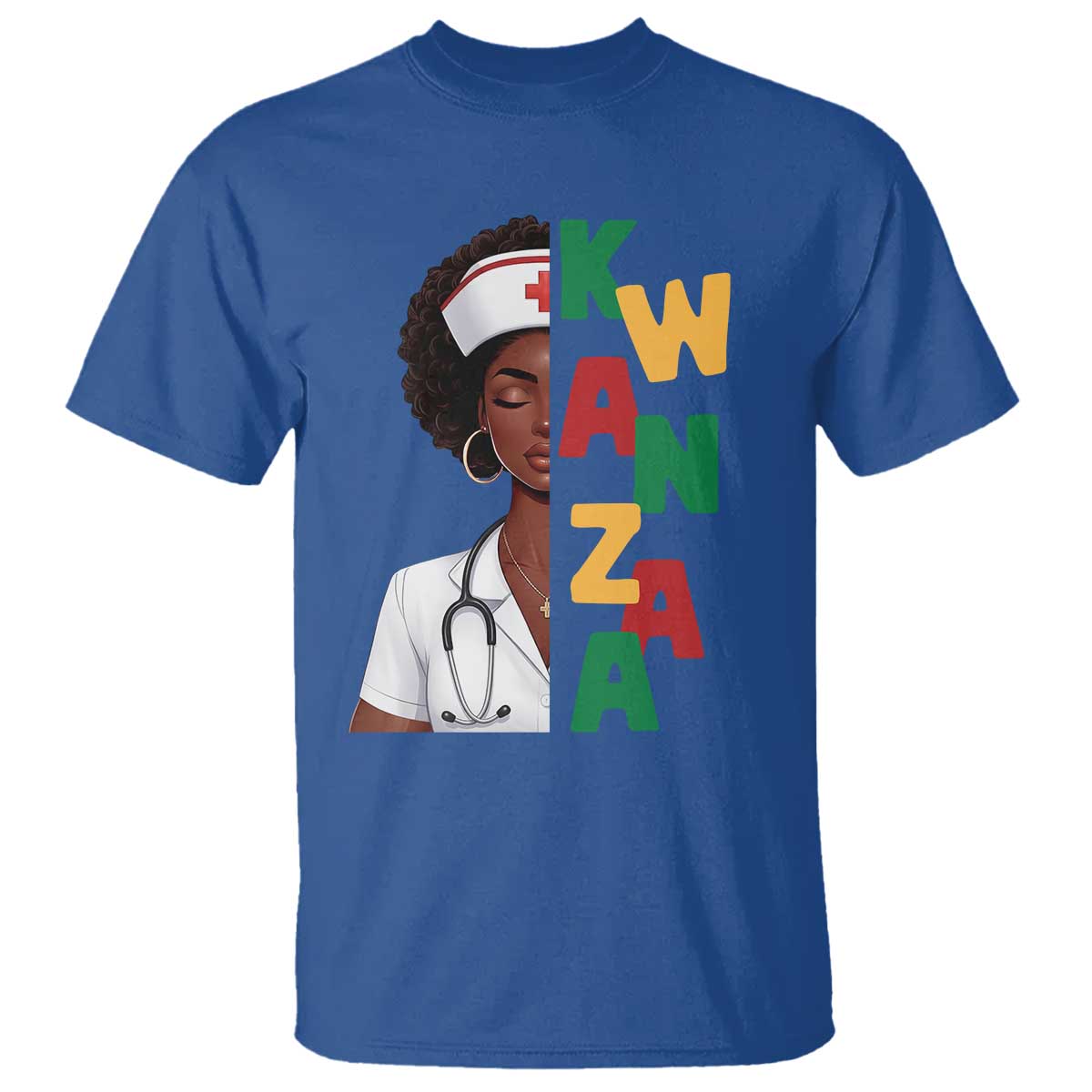 African American Nurse T Shirt Joyful Kwanzaa Celebration Gift TS12 Royal Blue Print Your Wear