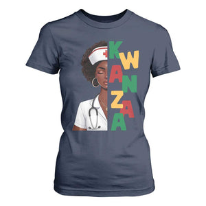 African American Nurse T Shirt For Women Joyful Kwanzaa Celebration Gift TS12 Navy Print Your Wear