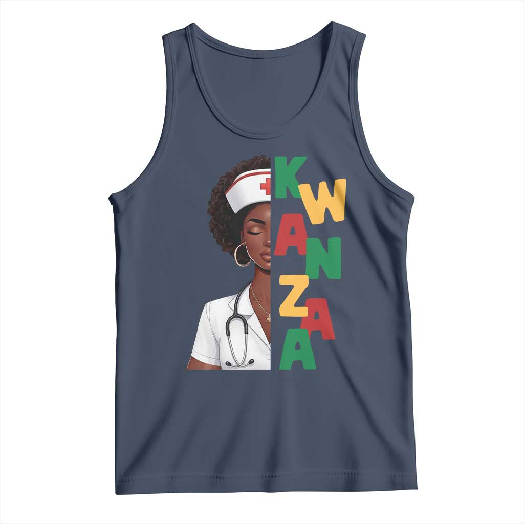 African American Nurse Tank Top Joyful Kwanzaa Celebration Gift TS12 Navy Print Your Wear
