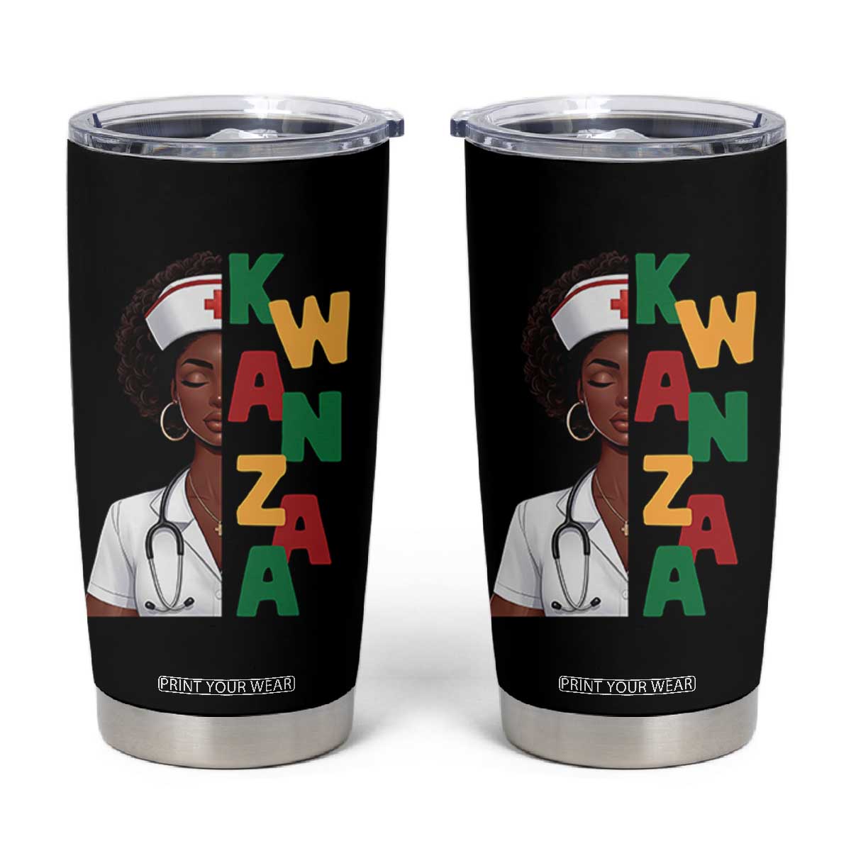 African American Nurse Tumbler Cup Joyful Kwanzaa Celebration Gift - Print Your Wear