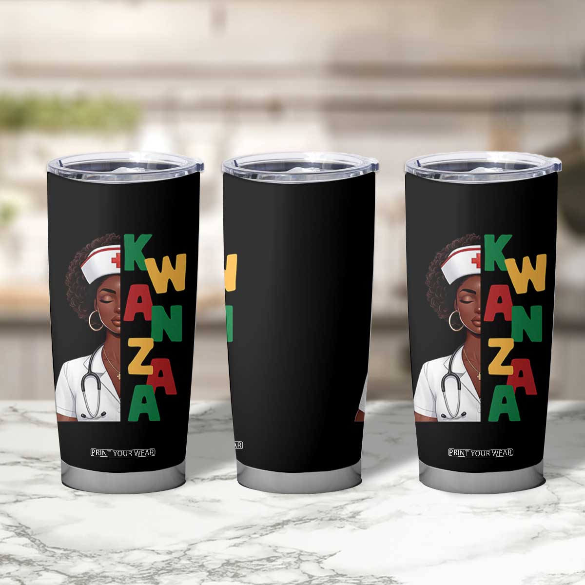 African American Nurse Tumbler Cup Joyful Kwanzaa Celebration Gift - Print Your Wear