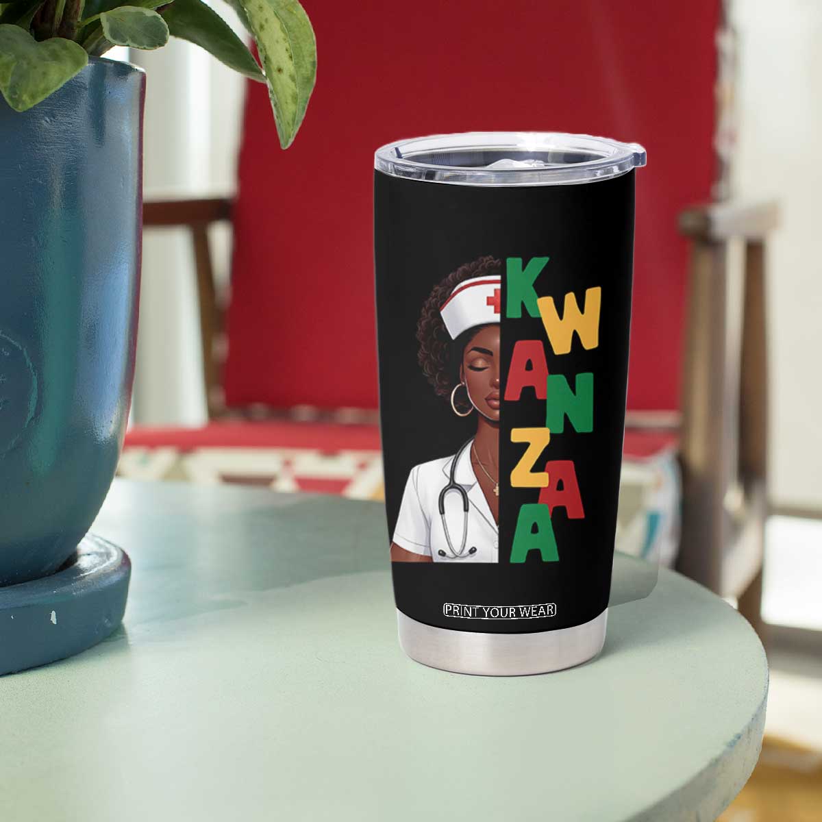 African American Nurse Tumbler Cup Joyful Kwanzaa Celebration Gift - Print Your Wear