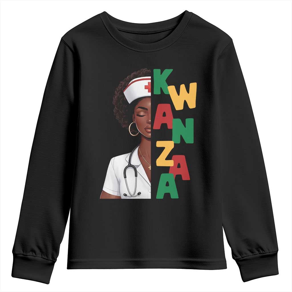 African American Nurse Youth Sweatshirt Joyful Kwanzaa Celebration Gift - Print Your Wear