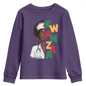 African American Nurse Youth Sweatshirt Joyful Kwanzaa Celebration Gift TS12 Purple Print Your Wear