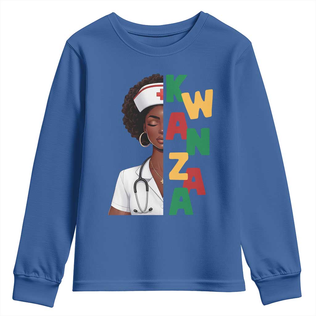 African American Nurse Youth Sweatshirt Joyful Kwanzaa Celebration Gift TS12 Royal Blue Print Your Wear