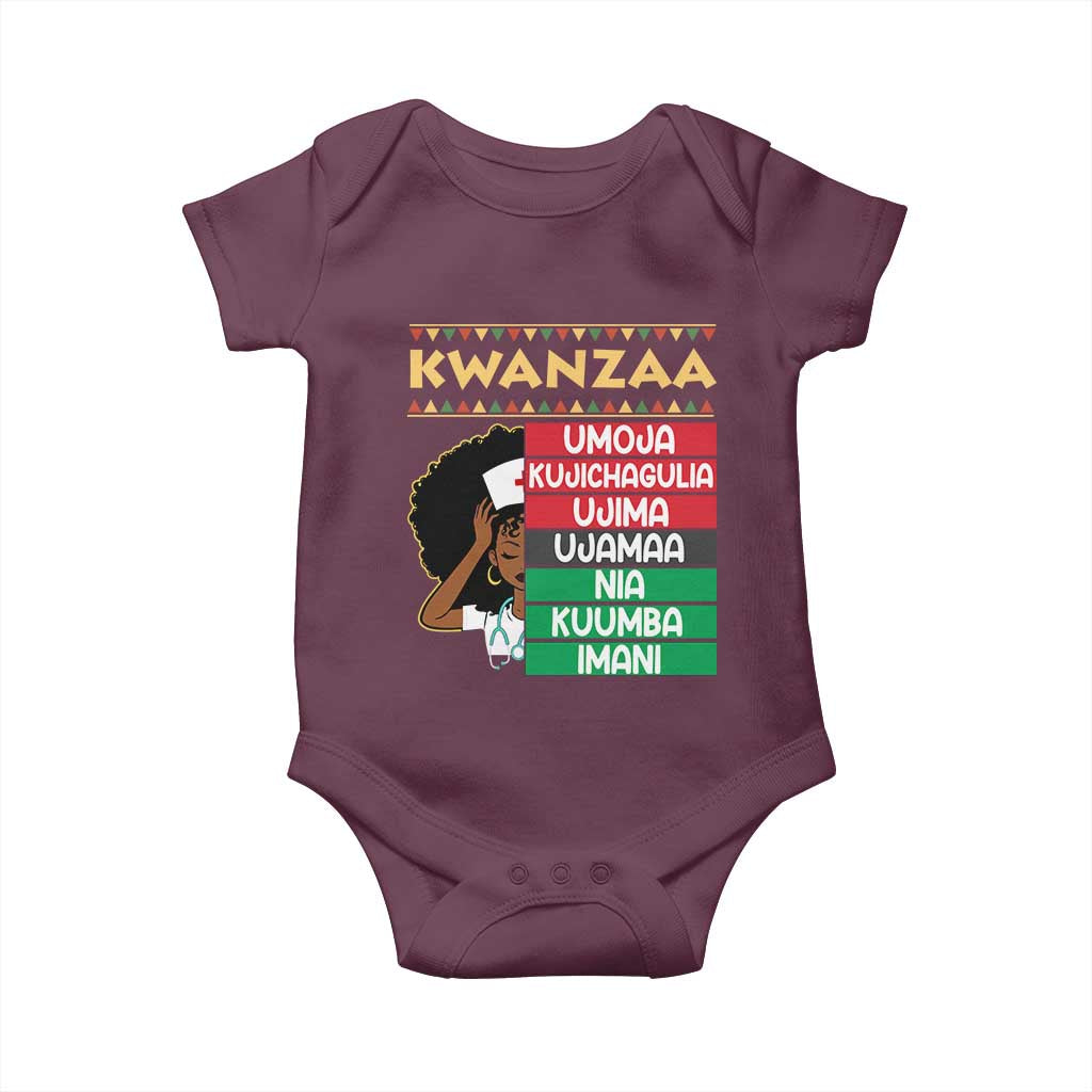 7 Principles Of Kwanzaa Baby Onesie Nurse Pride African American Heritage Gift TS12 Maroon Print Your Wear