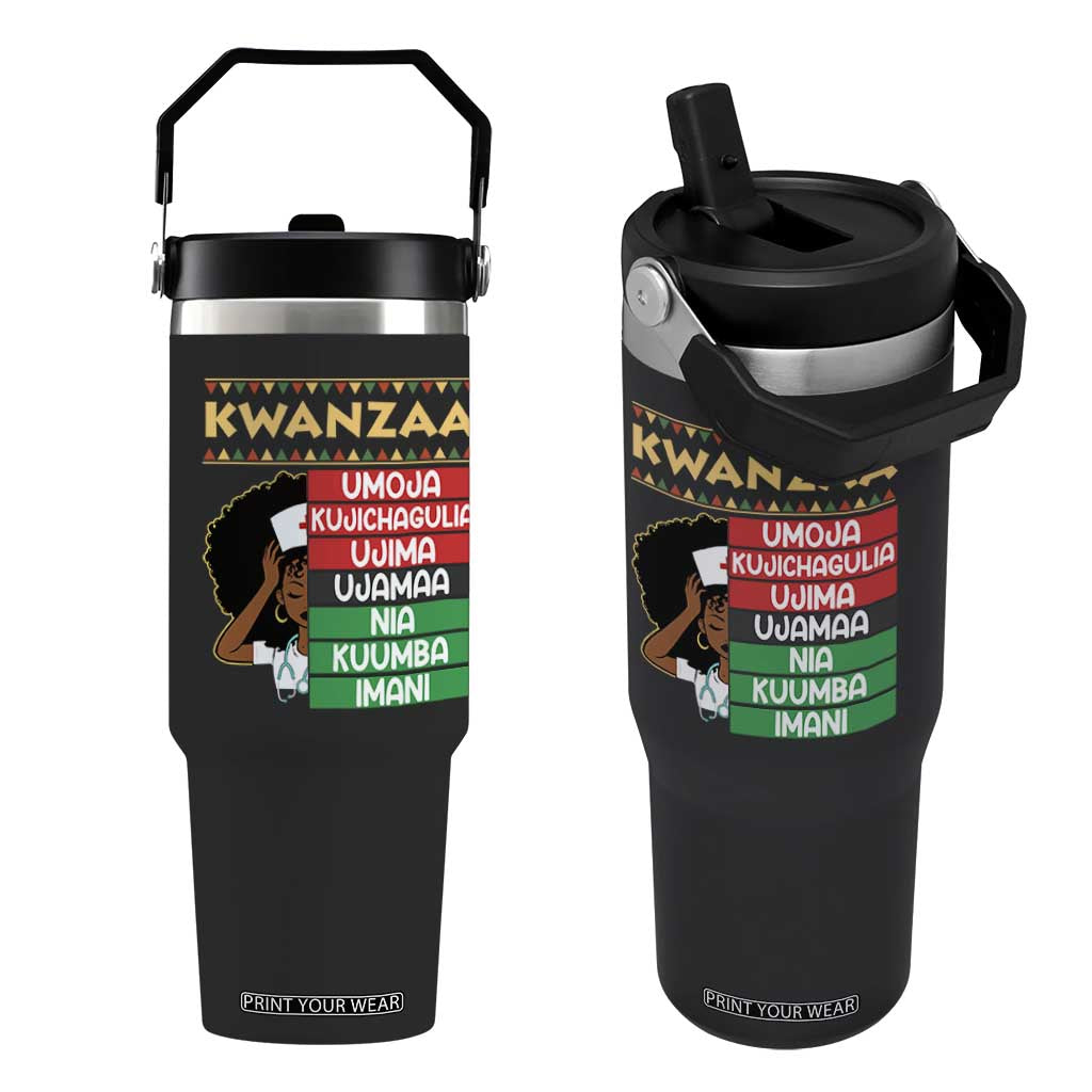 7 Principles Of Kwanzaa Flip Straw Tumbler Nurse Pride African American Heritage Gift TS12 One Size: 30 oz Black Print Your Wear