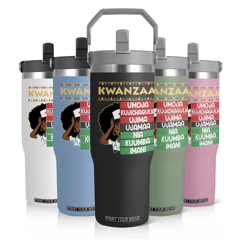 7 Principles Of Kwanzaa Flip Straw Tumbler Nurse Pride African American Heritage Gift TS12 Print Your Wear