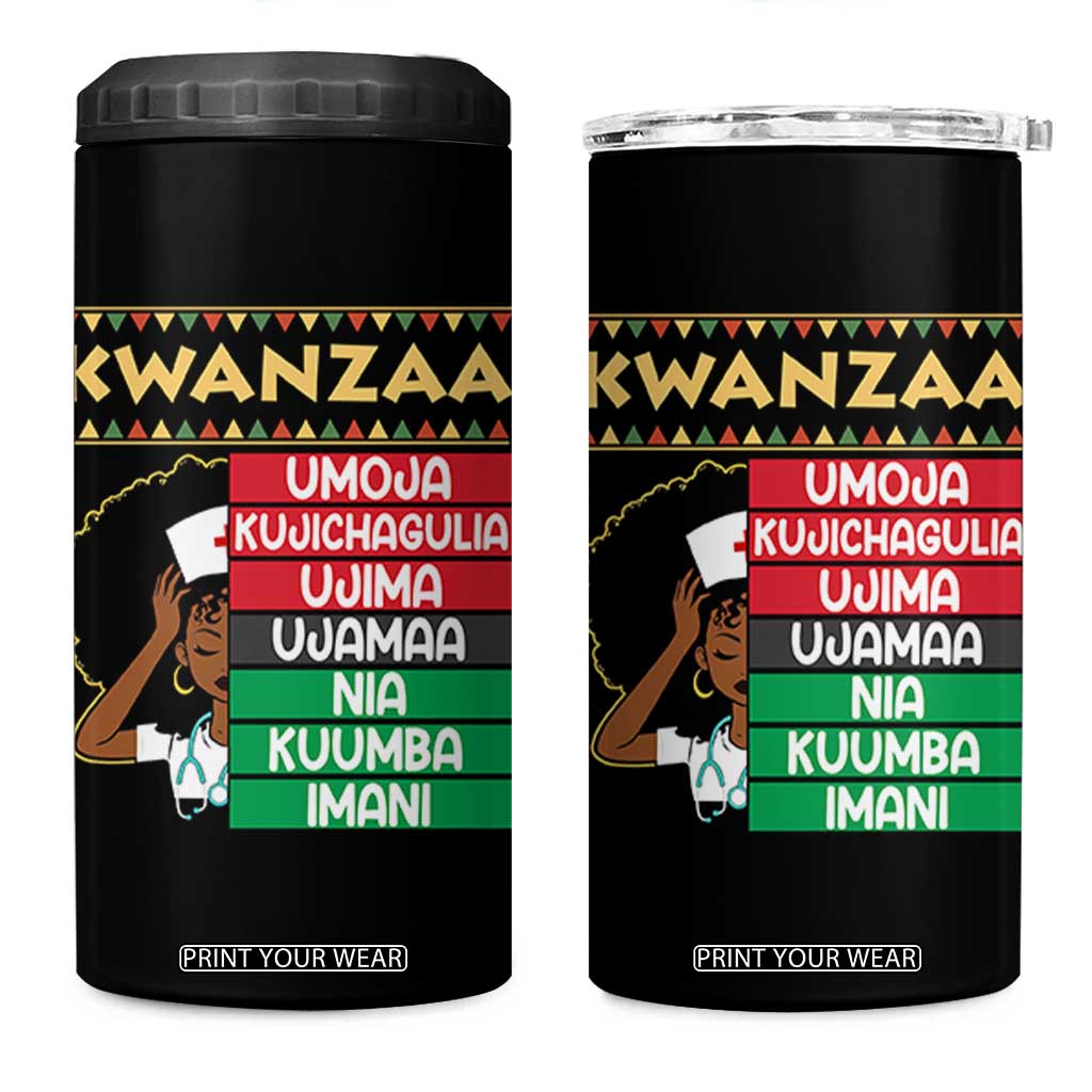 7 Principles Of Kwanzaa 4 in 1 Can Cooler Tumbler Nurse Pride African American Heritage Gift TS12 One Size: 16 oz Black Print Your Wear