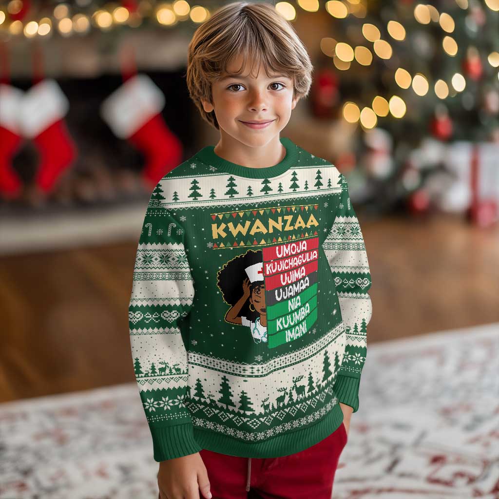 7 Principles Of Kwanzaa Ugly Christmas Sweater Nurse Pride African American Heritage Gift TS12 Forest Green Beige Print Your Wear