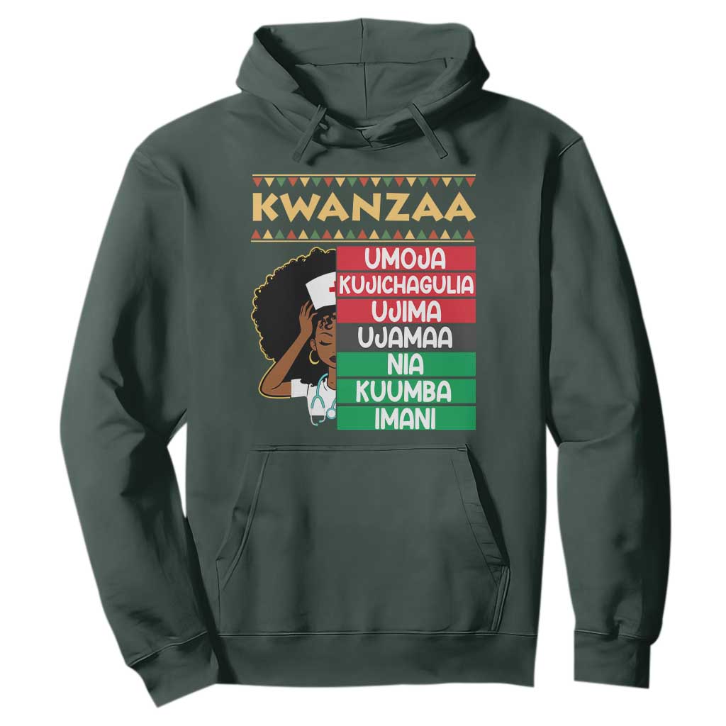 7 Principles Of Kwanzaa Hoodie Nurse Pride African American Heritage Gift TS12 Dark Forest Green Print Your Wear