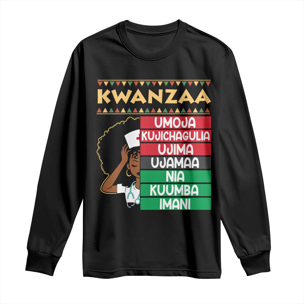 7 Principles Of Kwanzaa Long Sleeve Shirt Nurse Pride African American Heritage Gift TS12 Black Print Your Wear