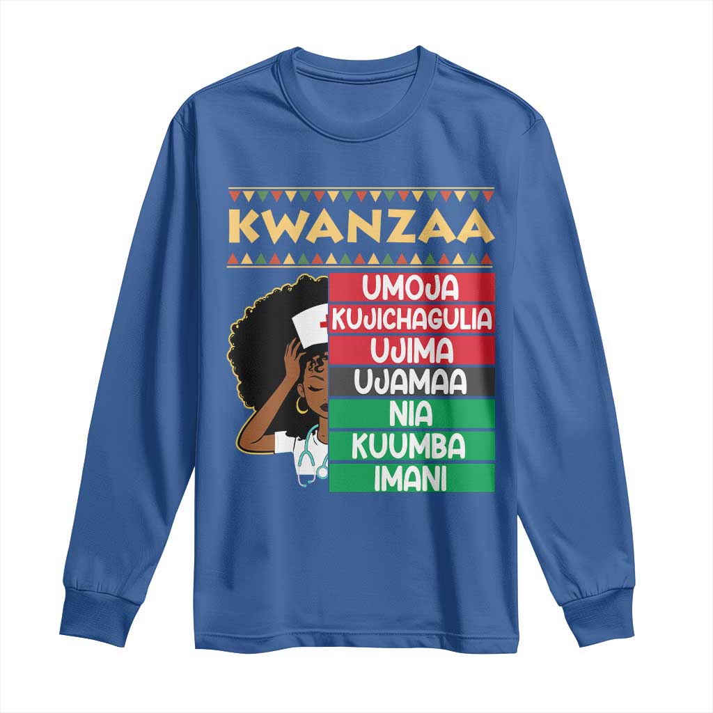 7 Principles Of Kwanzaa Long Sleeve Shirt Nurse Pride African American Heritage Gift TS12 Royal Blue Print Your Wear