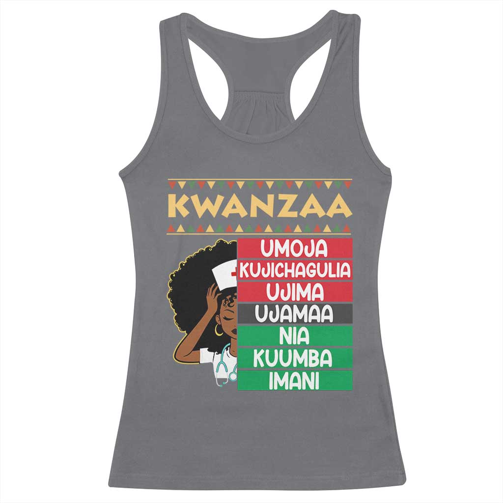 7 Principles Of Kwanzaa Racerback Tank Top Nurse Pride African American Heritage Gift TS12 Charcoal Print Your Wear