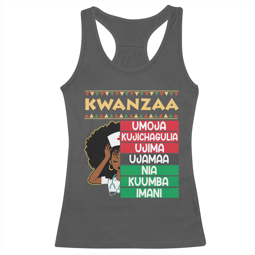 7 Principles Of Kwanzaa Racerback Tank Top Nurse Pride African American Heritage Gift TS12 Dark Heather Print Your Wear