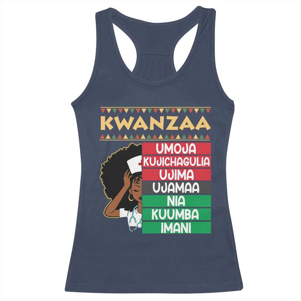 7 Principles Of Kwanzaa Racerback Tank Top Nurse Pride African American Heritage Gift TS12 Navy Print Your Wear