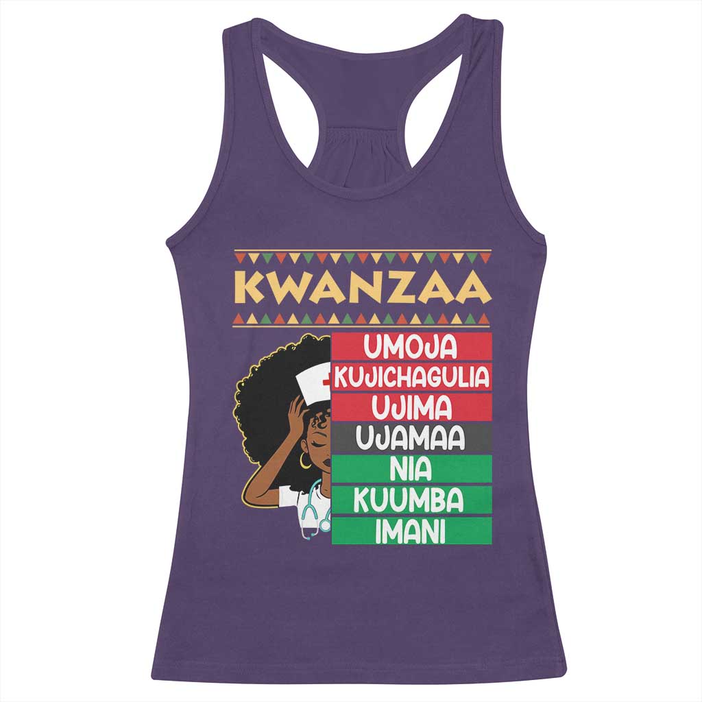 7 Principles Of Kwanzaa Racerback Tank Top Nurse Pride African American Heritage Gift TS12 Purple Print Your Wear