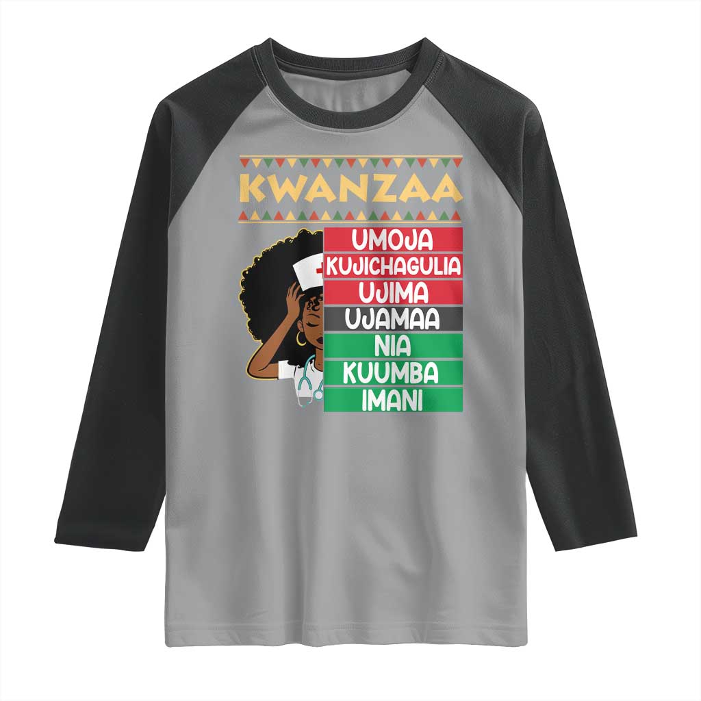 7 Principles Of Kwanzaa Raglan Shirt Nurse Pride African American Heritage Gift TS12 Sport Gray Black Print Your Wear