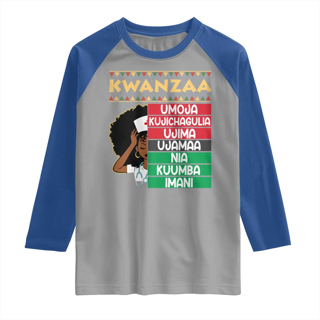 7 Principles Of Kwanzaa Raglan Shirt Nurse Pride African American Heritage Gift TS12 Sport Gray Royal Print Your Wear