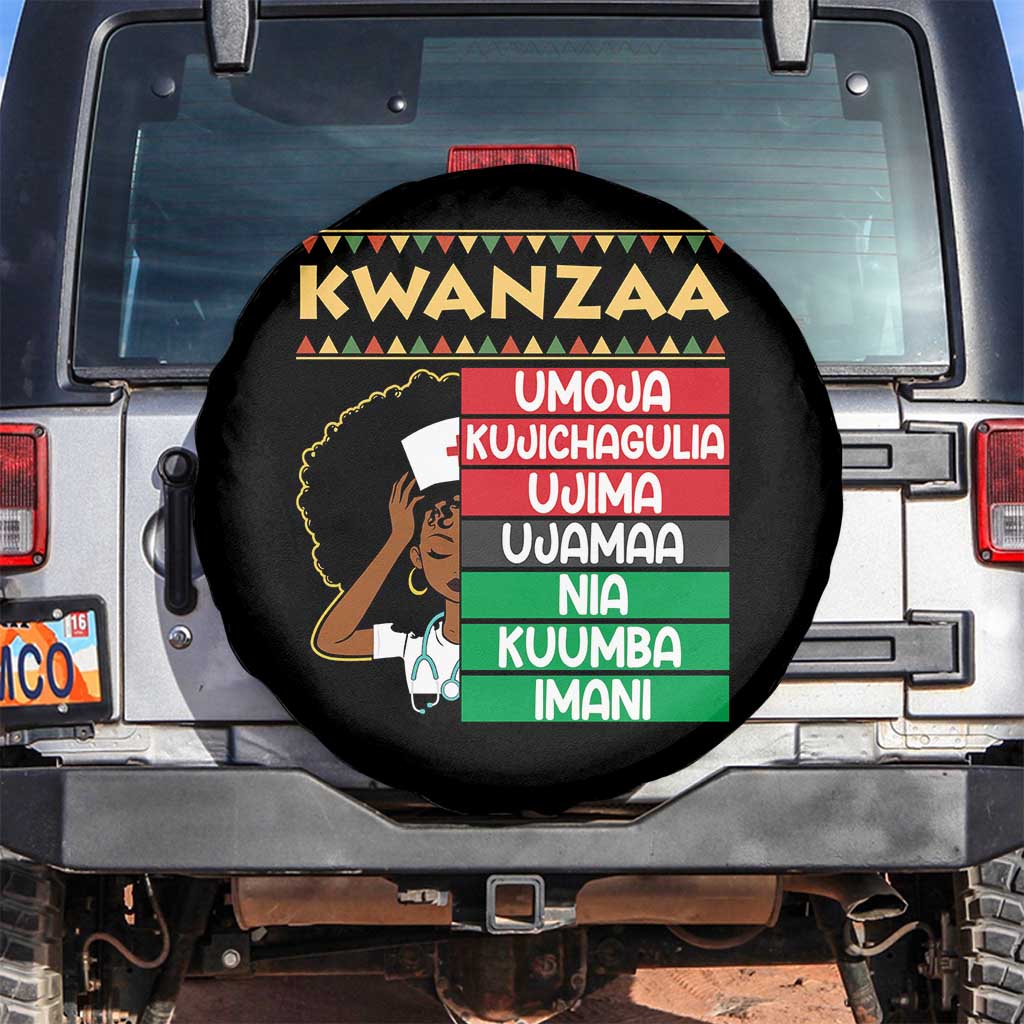 7 Principles Of Kwanzaa Spare Tire Cover Nurse Pride African American Heritage Gift TS12 No hole Black Print Your Wear
